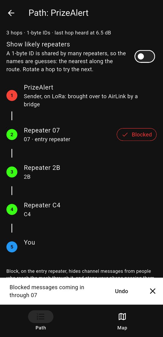 The entry repeater now shows Blocked, with an Undo button at the bottom